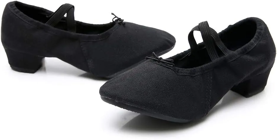 YKXLM Canvas Jazz Slip-On Dance Shoes for Adult Women,Model MFFBJSX