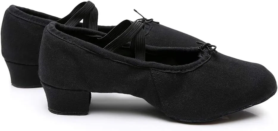 YKXLM Canvas Jazz Slip-On Dance Shoes for Adult Women,Model MFFBJSX