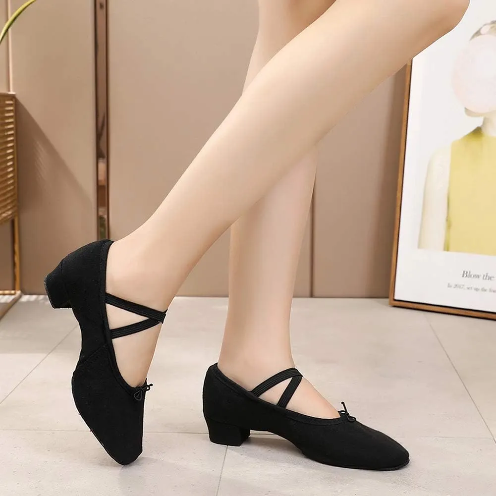 YKXLM Canvas Jazz Slip-On Dance Shoes for Adult Women,Model MFFBJSX