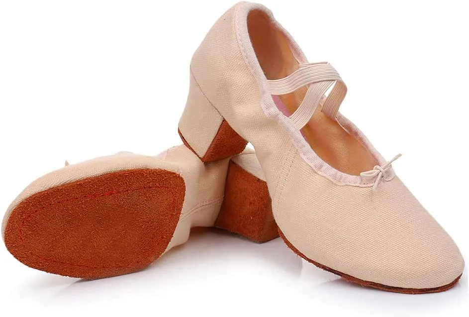 YKXLM Canvas Jazz Slip-On Dance Shoes for Adult Women,Model MFFBJSX