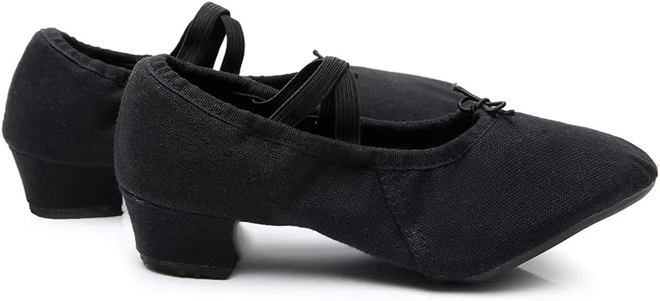 YKXLM Canvas Jazz Slip-On Dance Shoes for Adult Women,Model MFFBJSX