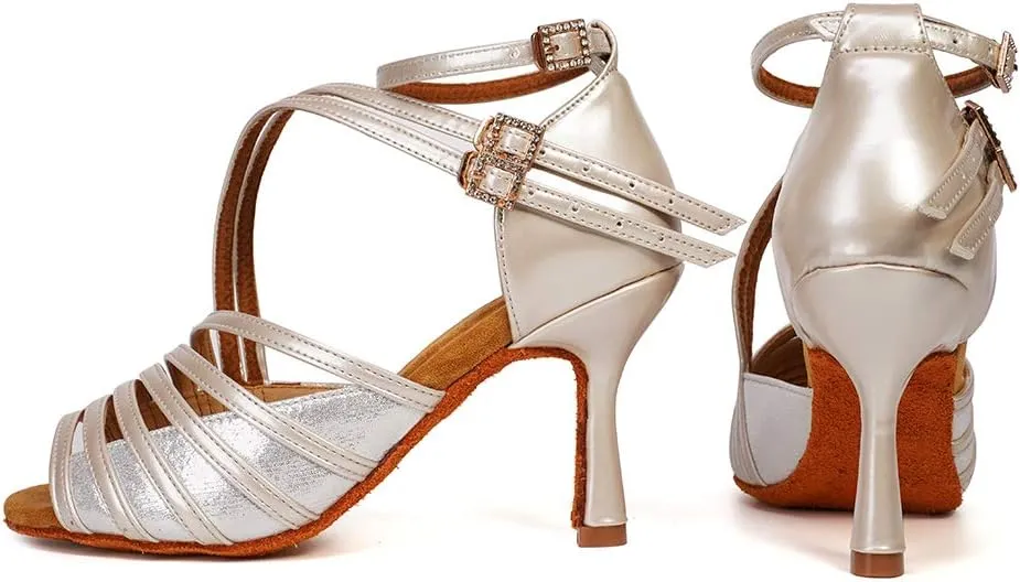 YKXLM Latin Dance Shoes Women Latin Ballroom Dance Shoes Women Performance Social Wedding Dance Shoes,Model AS-7012