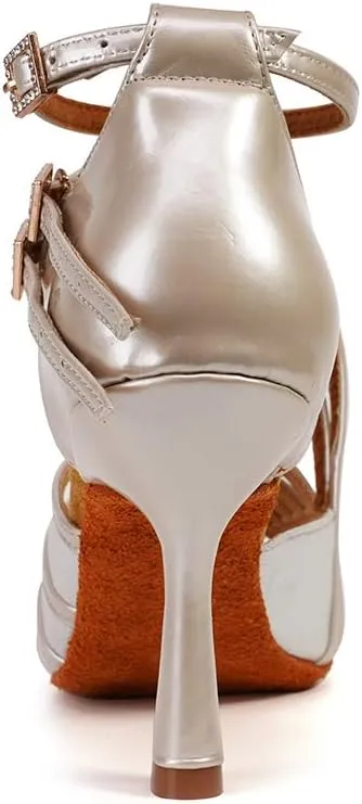 YKXLM Latin Dance Shoes Women Latin Ballroom Dance Shoes Women Performance Social Wedding Dance Shoes,Model AS-7012