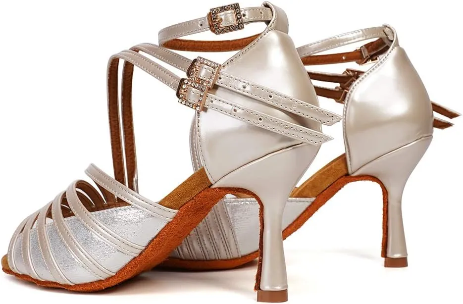 YKXLM Latin Dance Shoes Women Latin Ballroom Dance Shoes Women Performance Social Wedding Dance Shoes,Model AS-7012