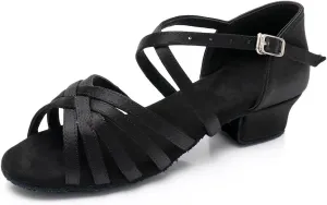 YKXLM Women's Satin Latin Dance Shoes Ballroom Salsa Tango Professional Performance Practice Dancing Shoes, Model WH1202