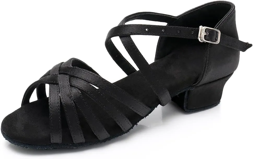 YKXLM Women's Satin Latin Dance Shoes Ballroom Salsa Tango Professional Performance Practice Dancing Shoes, Model WH1202